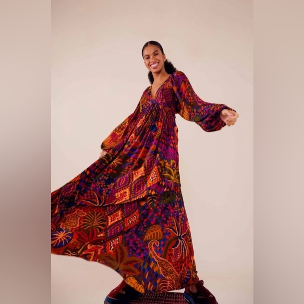 Farm Rio Long Sleeve Maxi Dress